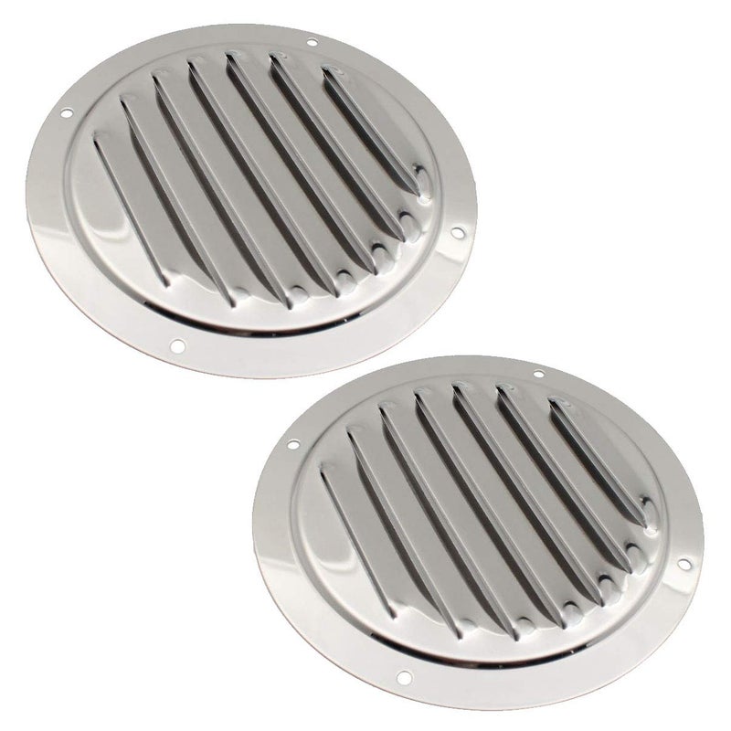 Amadget 5" Round Louvered Air Vent, 316 Stainless Steel Marine Boat Vent Cover, 2 Pcs - Image 1